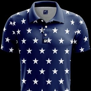 NEW Patriotic Stars USA Golf Polo! American Flag